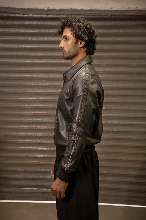 AYYAR LEATHER STUDDED JACKET