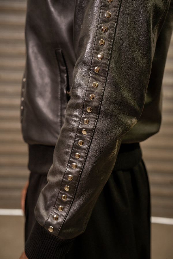 AYYAR LEATHER STUDDED JACKET