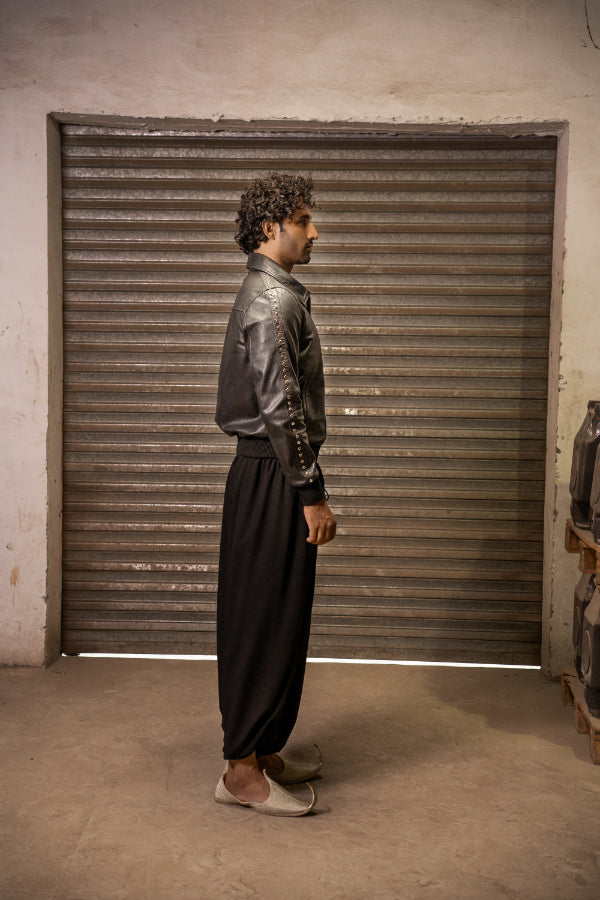 AYYAR LEATHER STUDDED JACKET