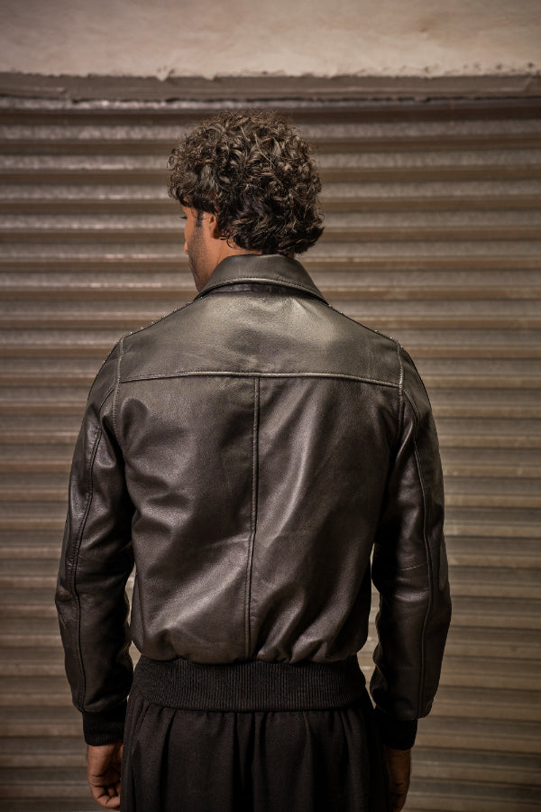 AYYAR LEATHER STUDDED JACKET