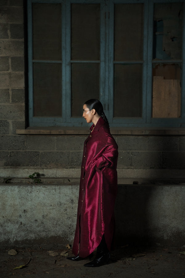 GULRANG RAW SILK SHIRT DRESS