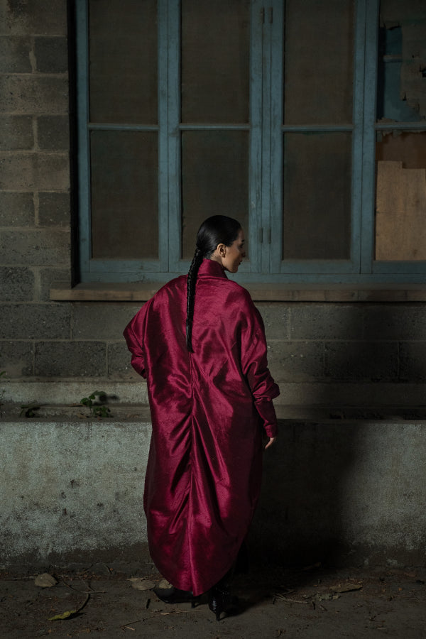 GULRANG RAW SILK SHIRT DRESS