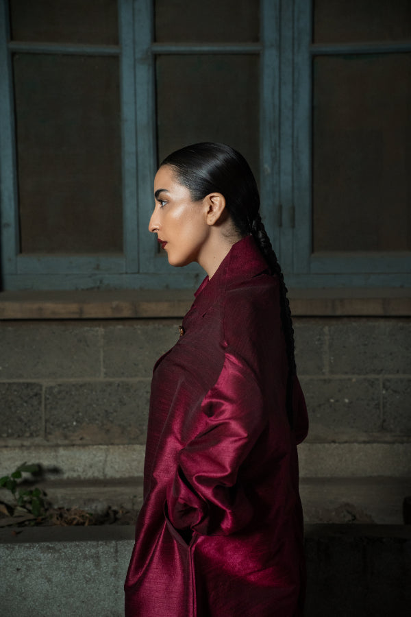 GULRANG RAW SILK SHIRT DRESS