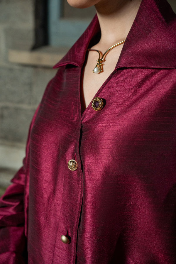 GULRANG RAW SILK SHIRT DRESS