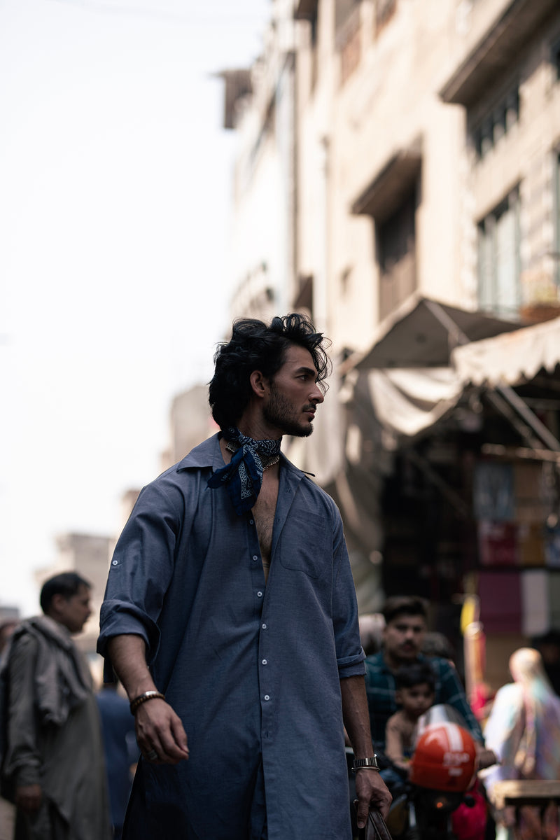 Galli Number Style – Chambray Kurta Shirt (unisex)