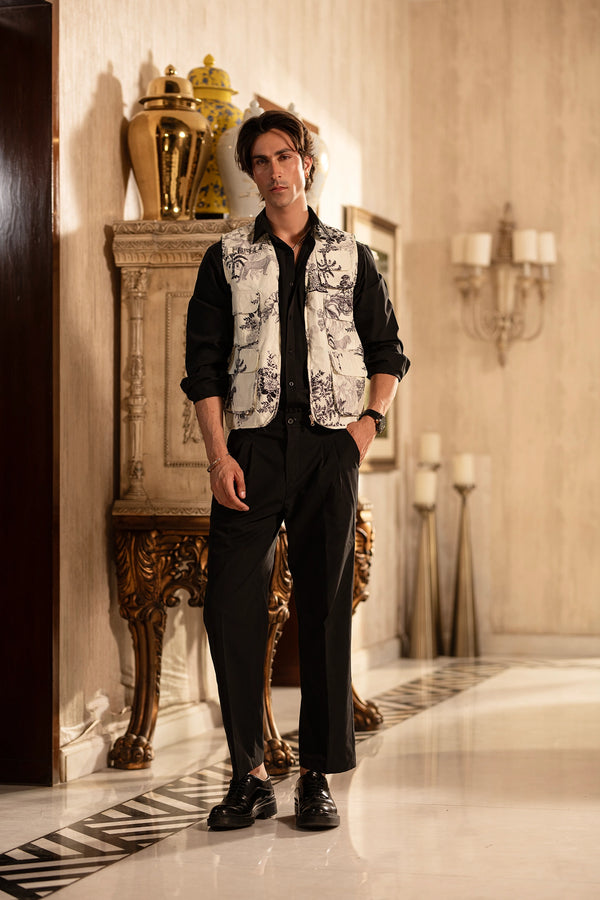 White Signature Print Waist Coat (unisex)