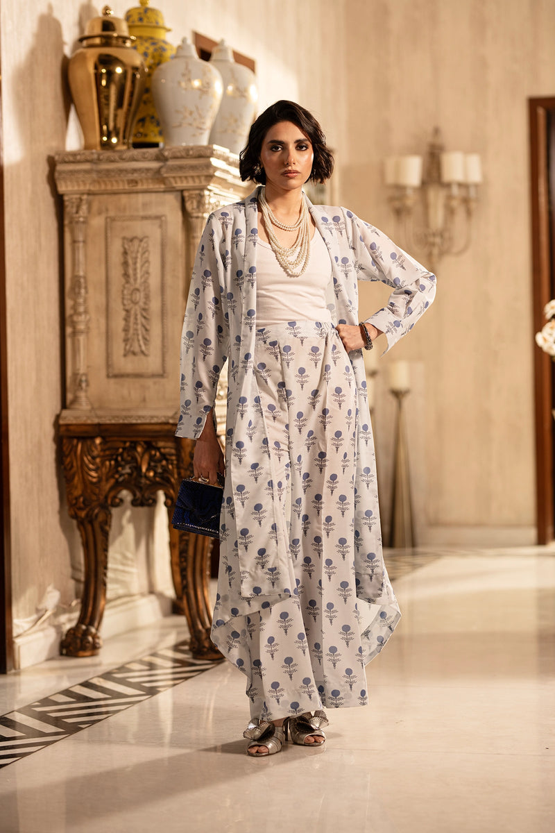 Silent Florals – Draped in Old Lahore with Straight Trouser