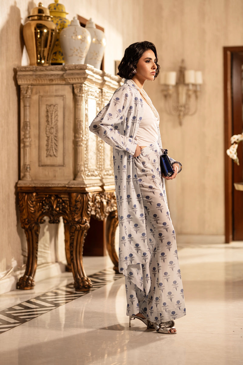 Silent Florals – Draped in Old Lahore with Straight Trouser