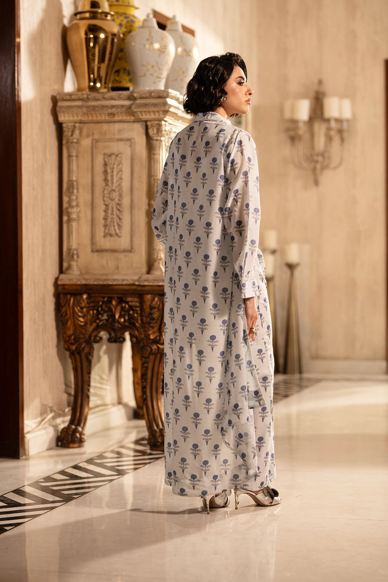 Silent Florals – Draped in Old Lahore with Straight Trouser