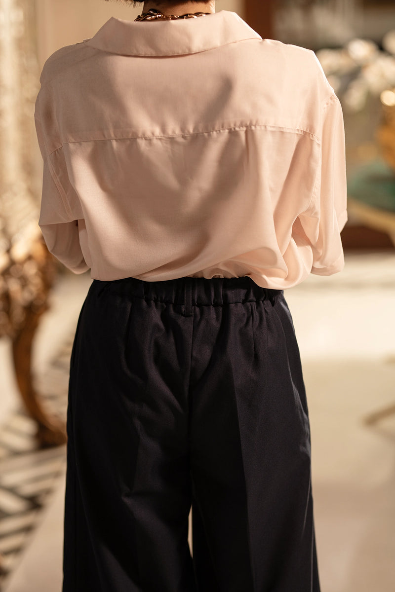 Deep Blue Drape – Classic Flared Bottoms