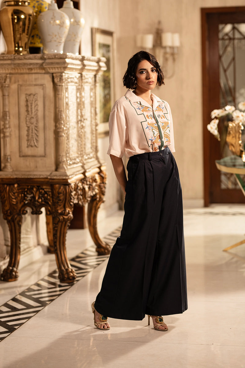 Deep Blue Drape – Classic Flared Bottoms