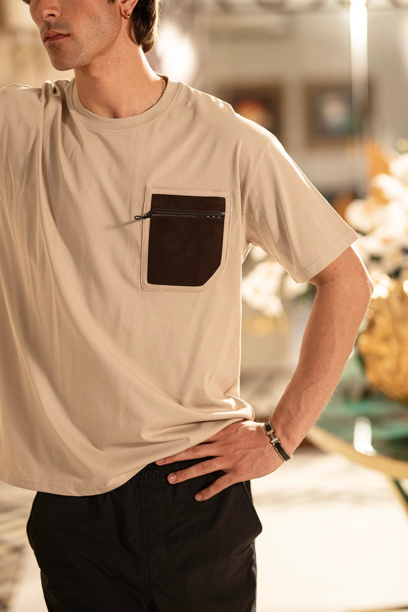 Minimalist Street Tee – Sand & Suede