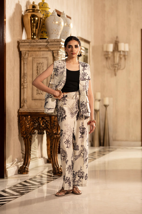 White Signature Print Waist Coat (unisex)
