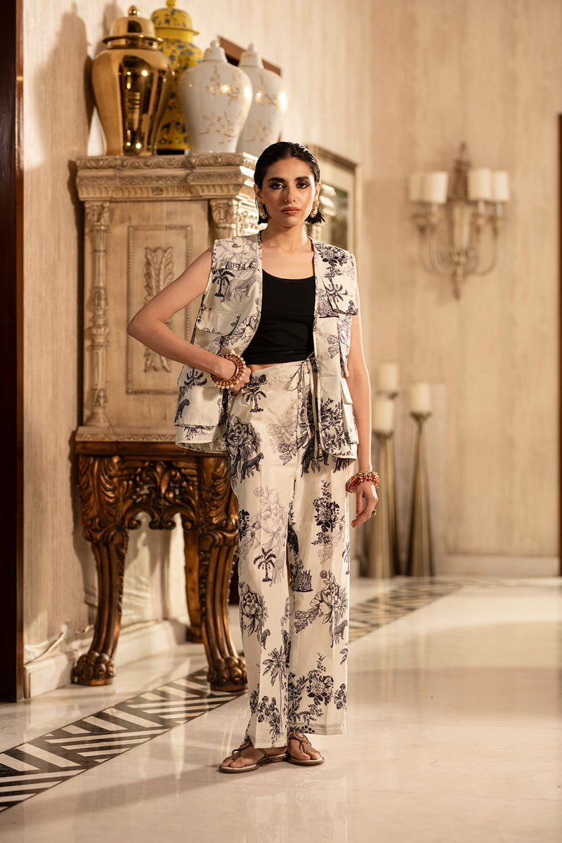 White Signature Print Waist Coat (unisex)
