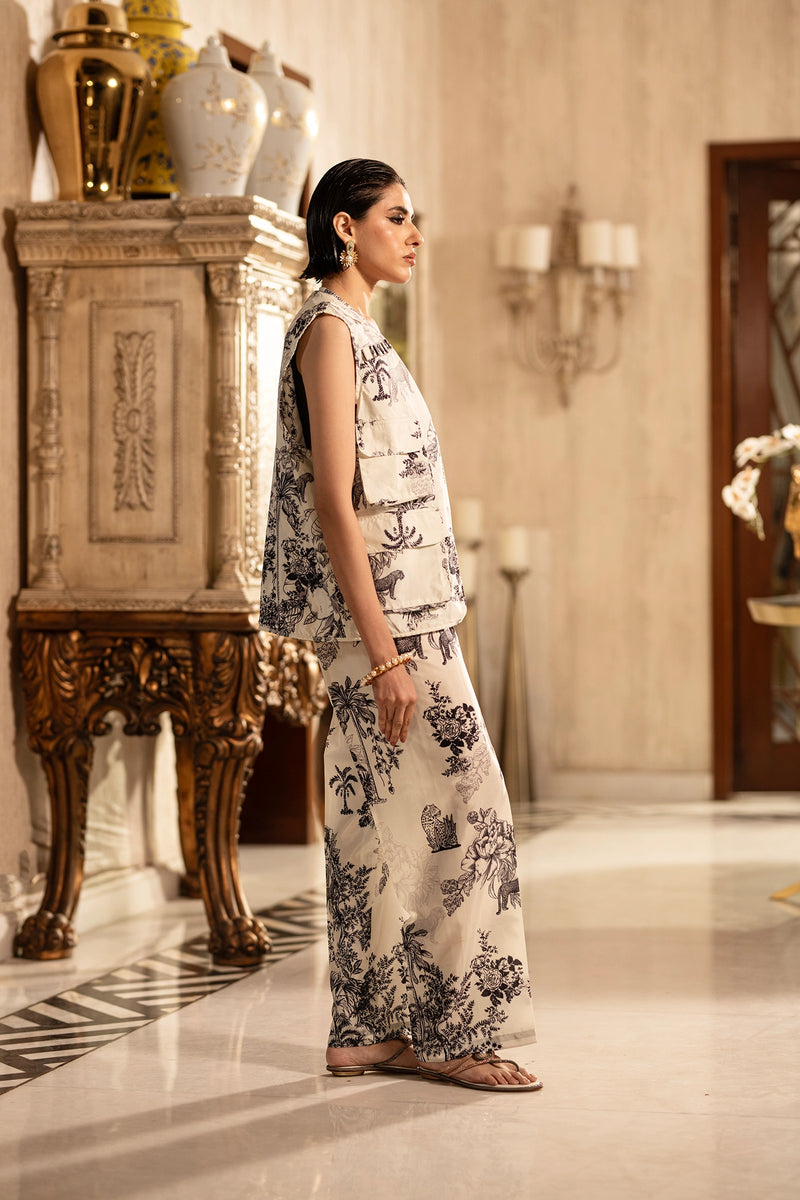 White Signature Print Waist Coat (unisex)