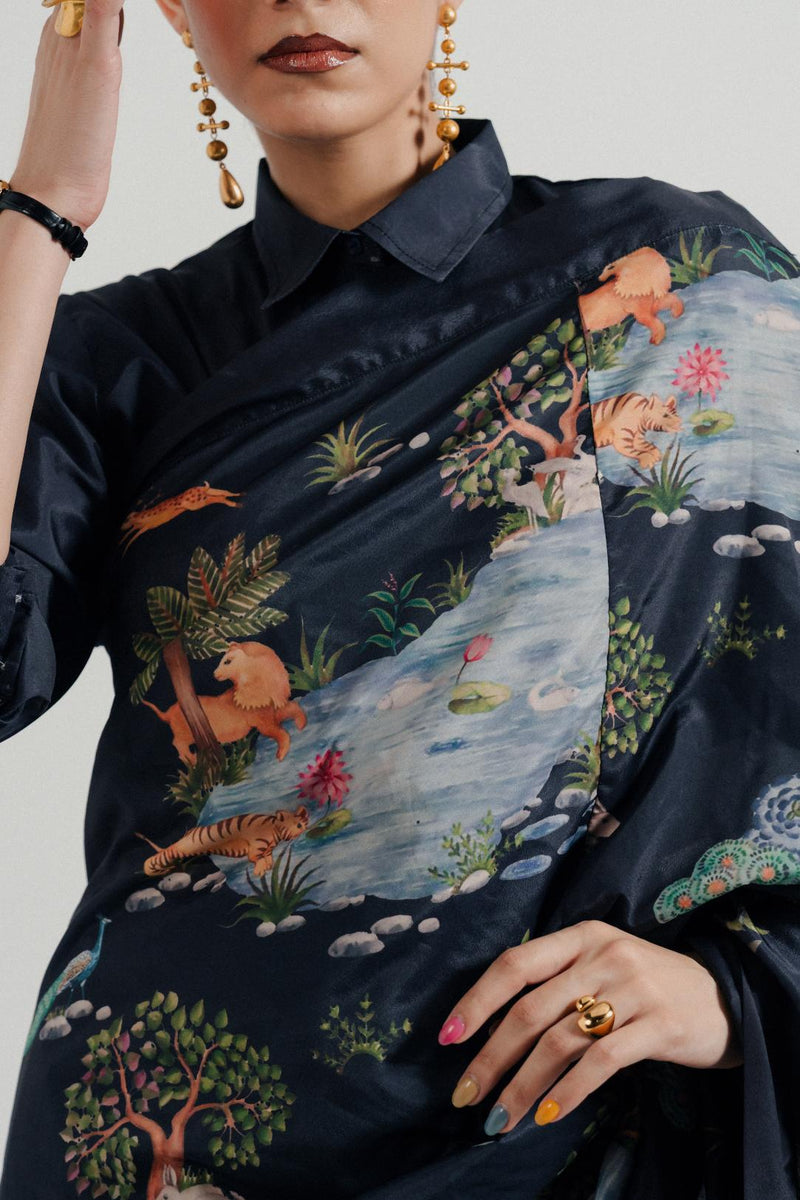 Sher-e Aab Printed Saree (Un-Stitched)